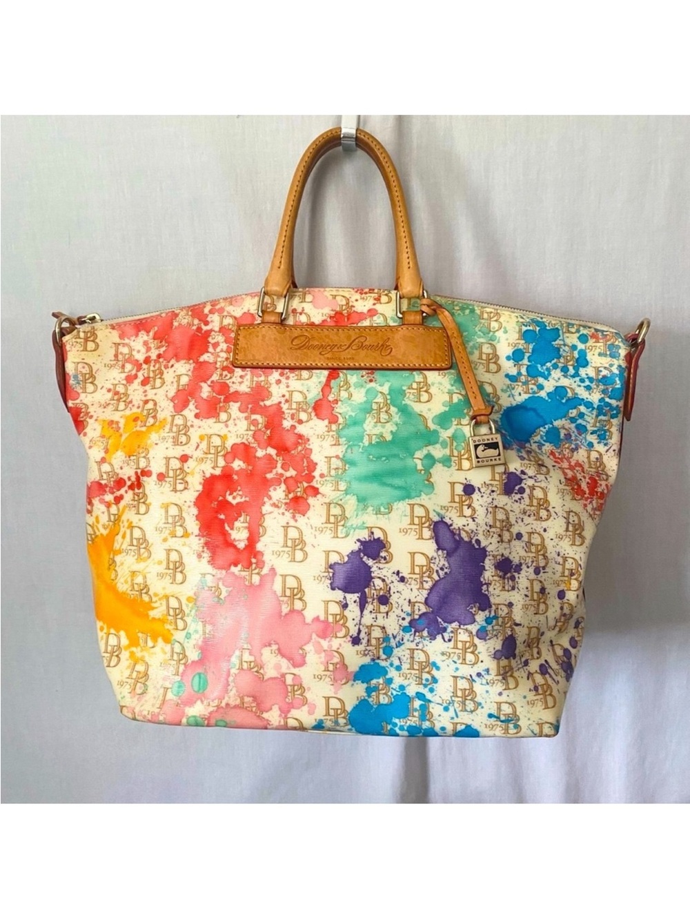 EUC XL Dooney & Bourke paint splatter tote - Picture 2 of 8